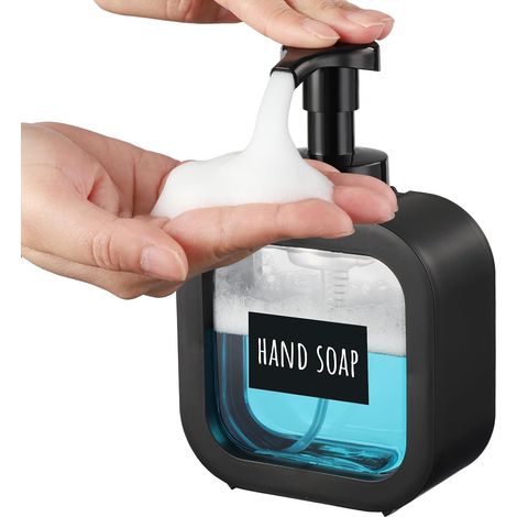 1 Pièce Distributeur Savon Mousse 300ml, Flacon Pompe Vide Plastique Noir, Pour Salle De Bain Et Cuisine (1/5)
