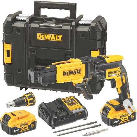 DeWalt DCF620P2 18V XR Brushless Drywall Screwdriver Kit (2 x 5.0Ah Li-Ion Batteries, Charger & Case) (1/10)
