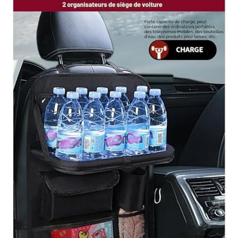Lot De 2 Organisateurs De Siège De Voiture, Avec Support De Table À Manger Pliable, Livré Avec Barrière De Filet Pour Voiture De Chien, Pour Jouets, Collations Et Articles De Voyage Essentiels Etc (1/4)