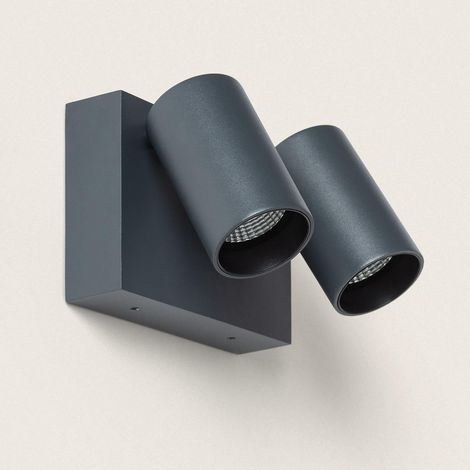 Aplique de Pared Exterior LED 18W Aluminio CCT Seleccionable Dos Focos Kuriya Antracita