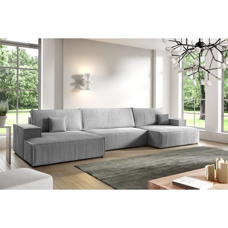 Wohnlandschaft Schlafsofa CORUNIA Stoff Poso Graublau (1/5)