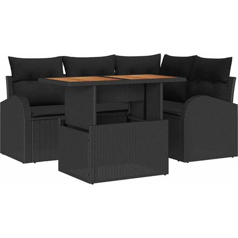 Garden Sofa Set with Storage 5 pcs Black Poly rattan vidaXL (1/5)