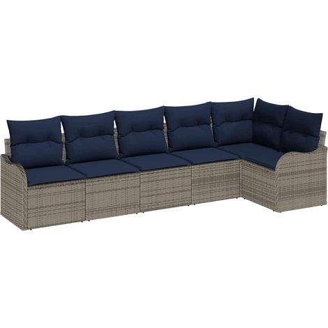 Garden Sofa Set 6 pcs Grey Poly Rattan vidaXL (1/5)