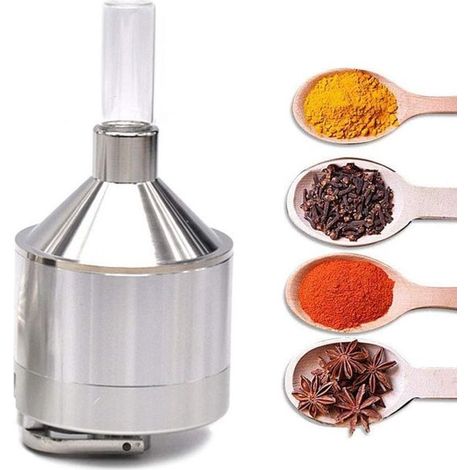 Molinillo de polvo con embudo y frasco para rapé - Para especias, flores de té y hierbas. (1/5)