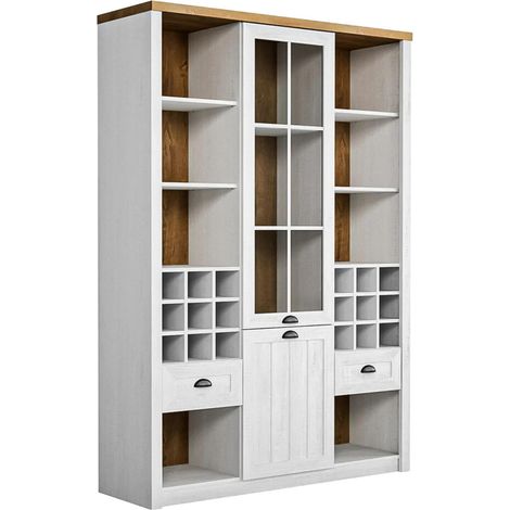 AX LIVING Vitrinen Schrank Palmano W2T2S 140 cm breit, Andersen Kiefer