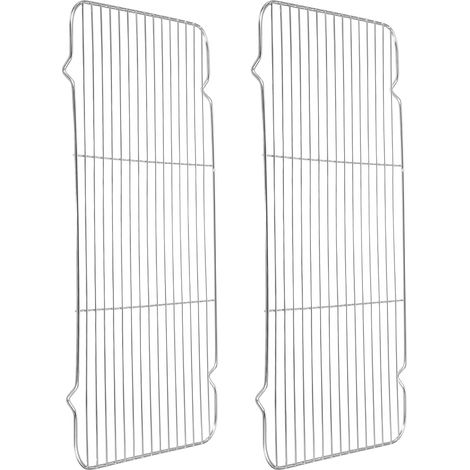 2Pcs Rectangle Rack, 17.7" x 9.8" Stainless Steel Biscuit Rack Cross Wire Barbecue Rack for Cooking, Roasting, Grilling, Drying, Oven, Silver (1/5)