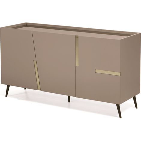 Madia credenza 3 ante inserti specchio Bronzo con scocca Tortora GIRONA con 5 piedini (1/2)