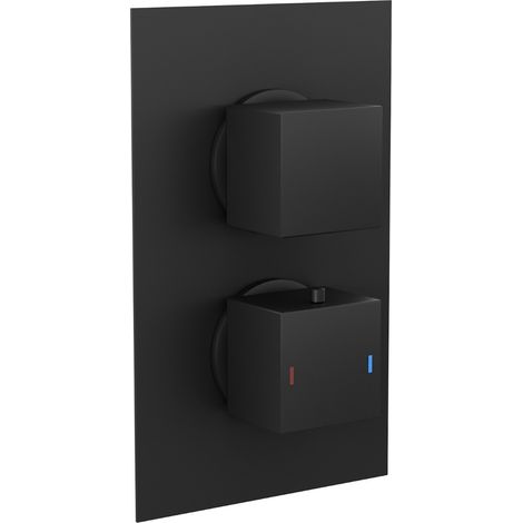Temel Square 2 Way Concealed Thermostatic Shower Mixer Valve - Black Matt (1/5)