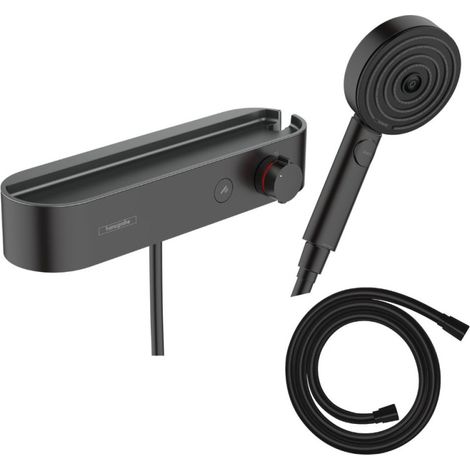 Set de ducha termostática HANSGROHE ShowerTablet Select + Flexo Isiflex + Teleducha Pulsify Select S (3 tipos de chorro) – Negro mate (1/4)