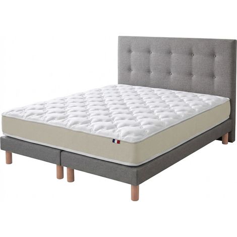 Ensemble 180x200 + tête de lit Matelas polylatex 80 kg/m³ sommier gris (1/5)