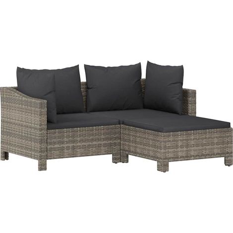 Maison Exclusive - Salon de jardin 3 pcs avec coussins Gris Résine tressée (1/5)