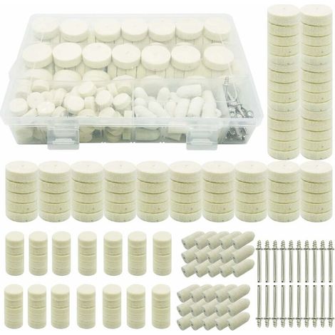 Roue de Polissage en Laine, Tampon de Polissa Roue de Polissage avec Tige Métal pour Accessoires Dremel Outils Rotatifs(200 PCS )