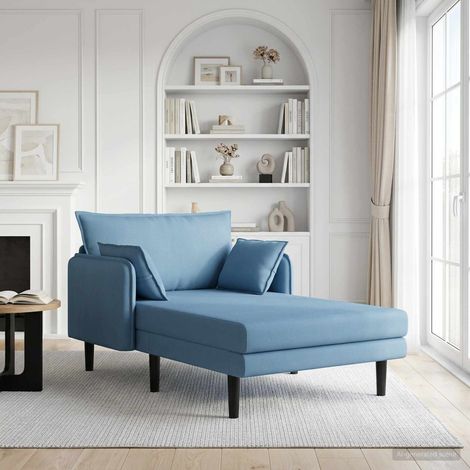 vidaXL Chaise longue de gran tamaño Azul Tela de pana (1/5)