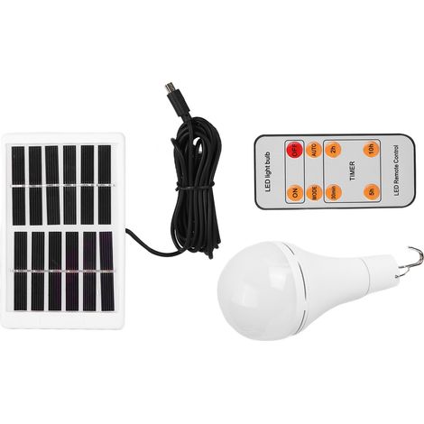 Ampoule solaire LED 9W, photosensible, 5 niveaux de lumière blanche positive, lampe de secours intelligente pour le camping en plein air (1/5)