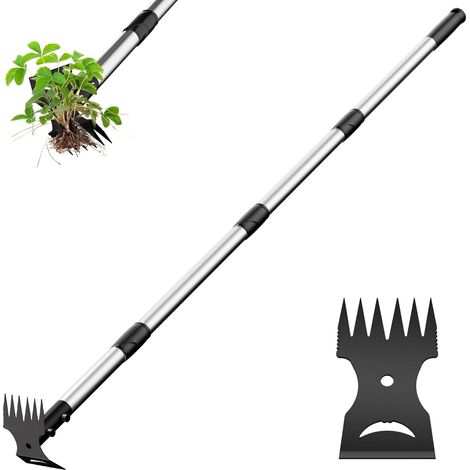 Desbrozadora de mango largo: azada y rastrillo 2 en 1, herramienta de jardinería para jardines, céspedes y patios privados. (1/5)