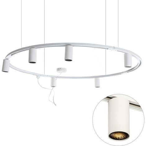 Modernes Hängendes Schienensystem mit 6 Strahlern Weiß 1-phasig GU10 50mm - Iconic Ruby Honey (1/5)