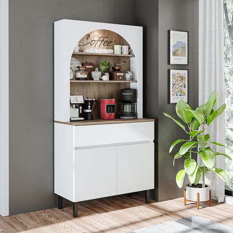 Roomart VENEDIK Küchenschrank 90 cm breit, Weiß-Eiche
