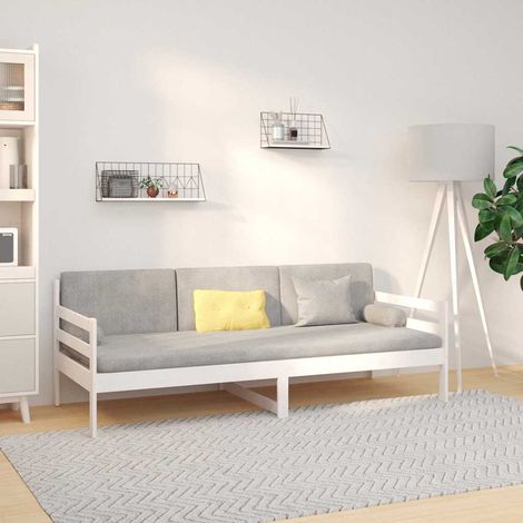 Sofá cama sin colchón madera maciza de pino blanco 90x190 cm (1/5)