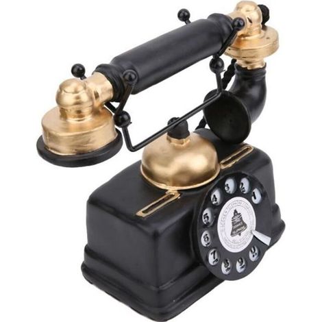 LES Vintage rétro antique téléphone câblé filaire téléphone fixe téléphone à la maison décor de la décoration noir LS015 (1/4)