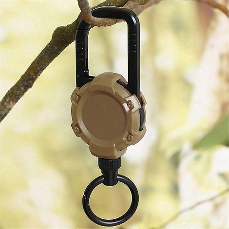 Camping-/Kletterkarabiner mit Verriegelungsschlaufe und Seilhaltehaken, braun (1/5)