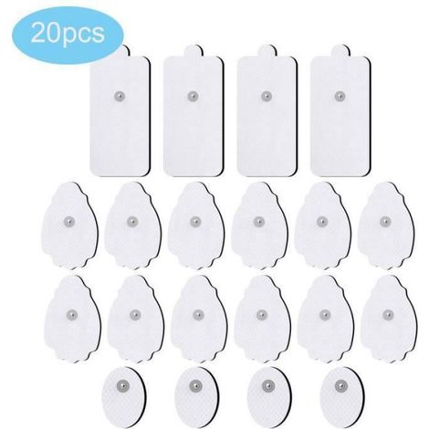 20 électrodes, compatible EMS/TENS, tailles variées 10x5cm 7x4cm 4x3cm, boucle 3,5mm, pour thérapie musculaire (1/3)