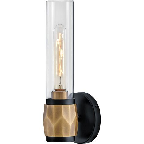 Elstead Hinkley Ellison Applique de salle de bain contemporaine noire, laiton Heritage IP44, 1 ampoule E27 (1/5)