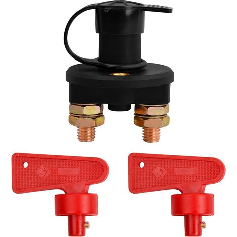Batterie-Trennschalter 12V, Batterie-Trennschalter mit 2 Schlüsseln, Notstrom-Kill-Trennschalter, Ein-Aus-Trennschalter, 12 V/24 V, für Autos, LKWs, Wohnmobile