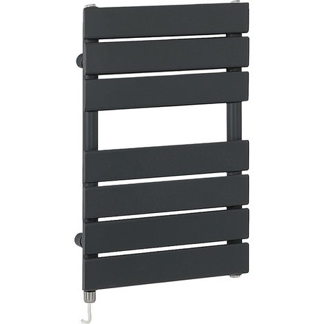 Milano Lustro Electric Anthracite Flat Panel Heated Towel Rail Radiator with Simple Heating Element - 600mm x 400mm (1/5)