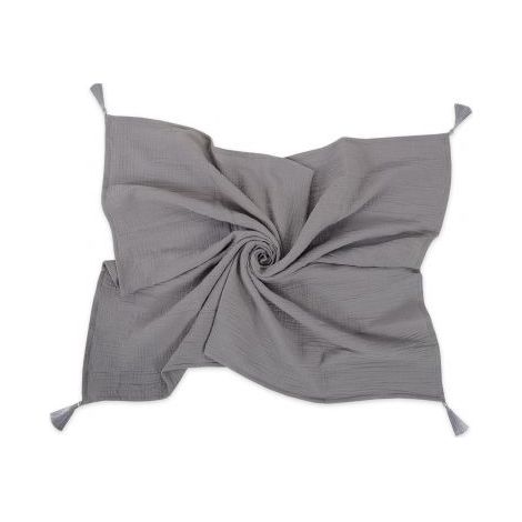 Musselin-Babydecke mit Quasten - anthrazit (1/4)