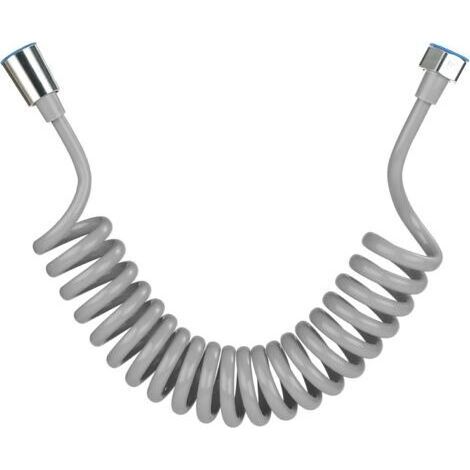 Flexible de douche,Tuyau de douche en mousse avec bouchon en cuivre, tuyau à ressort télescopique, flexible rétractable pour douchette, WC et bidet(3M Gris)