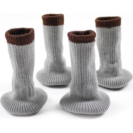 Lot de 24 chaussettes de protection pour pieds de chaise avec patins en feutre, protections élastiques tricotées pour meubles, protections épaisses pour sols en bois pour pieds de meubles (gris) (1/5)