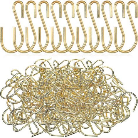 Lot de 60 petits crochets en S robustes en métal doré pour loisirs créatifs, bijoux et porte-clés. (1/4)