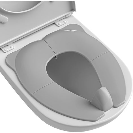 Reducteur Toilette Enfant,Reducteur Toilette Enfant Pliable,Peut êTre RéUtilisé Rehausseur Toilette Enfant,Formation AntidéRapante, Livré Avec Sac De Rangement - Gris (1/5)