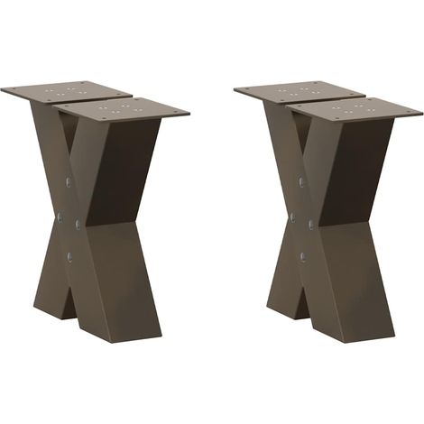 Couchtischbeine X-Form 2 Stk. Naturstahl 40x(30-31) cm Stahl