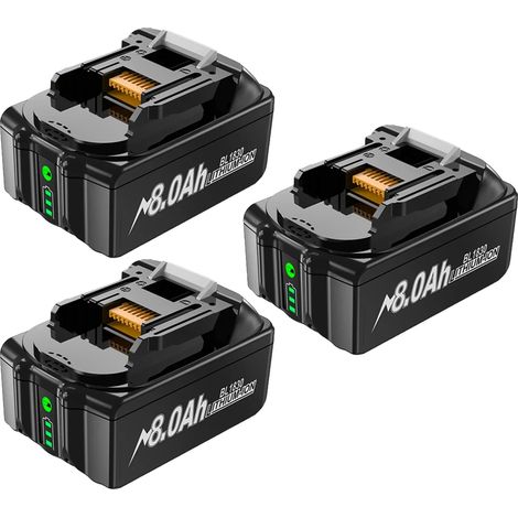 Ersatzakku, 8000 mAh Kapazität, kompatibel mit 18-V-Werkzeugen, 3er-Packung 8000 mAh (1/2)