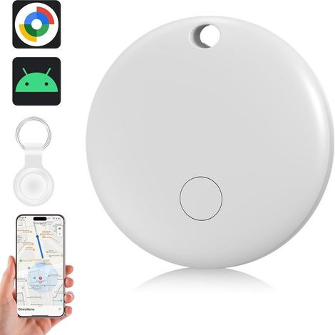 Air Traceur Tag Android, Bluetooth Localisateur d'objets Compatible avec Google ”Find Hub”, Android Smart Tag avec 2 Housse de Protection en Silicone pour Valises/Portefeuilles/Clés (Blanc, 1 pcs)