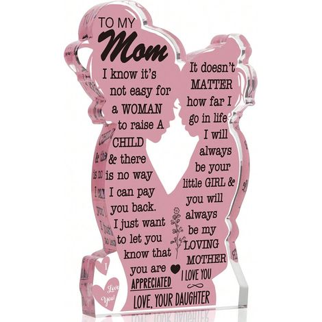 Cadeau Décoration en Acrylique pour Maman, Offerte par Fille ou Fils, Cadeau Créatif pour Anniversaire et Fête des Mères, Parfait pour Décorer le Bureau (1/4)