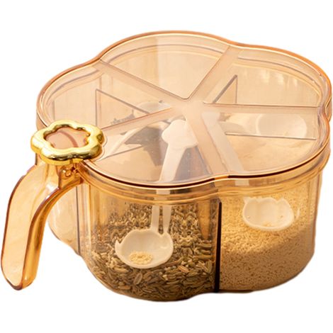 1 boîte à épices, compartiment multi-grilles pour sel, poivre, glutamate, essence de poulet et condiments, design transparent, PET alimentaire (1/5)