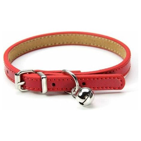 Collier en cuir pour chats et chiots, rglable 20cm-27cm cm-rouge (1/5)