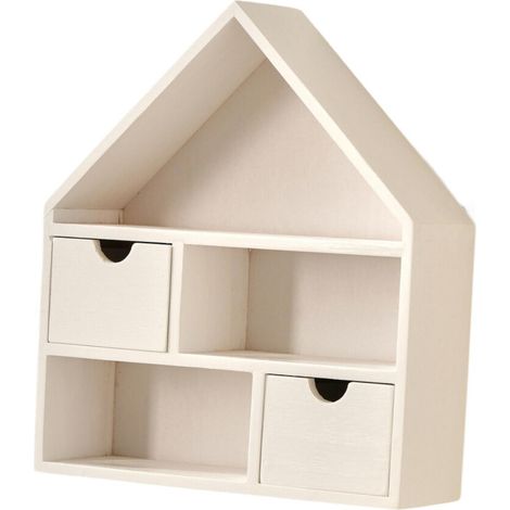 Scatola regalo in legno a forma di casetta, dimensioni 29,5 x 9,5 x 34 cm.