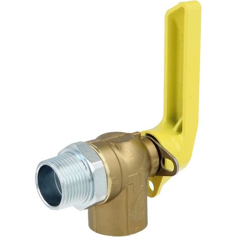 Robinet d'arrêt gaz équerre pour compteur bitube 3/4'' avec TAE