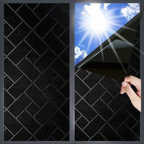 (Noir, 45x200cm) Film anti-regard Film occultant pour fenêtre Film statique pour verre Film anti-ultraviolet effet givré Convient pour bureau maison salle de bain chambre cuisine (1/5)