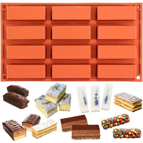 Moule à pâtisserie en silicone - Moule à gâteau - Moule à barres en silicone - Moule en silicone rouge brique - Moule à pâtisserie rouge brique - Moule à barres - Moule en silicone rouge brique (1/5)