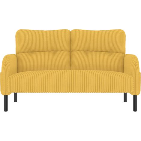 Conjunto de sofá 3 piezas de pana amarilla con sillón, puf y bolsillo lateral HOMVRA (1/5)