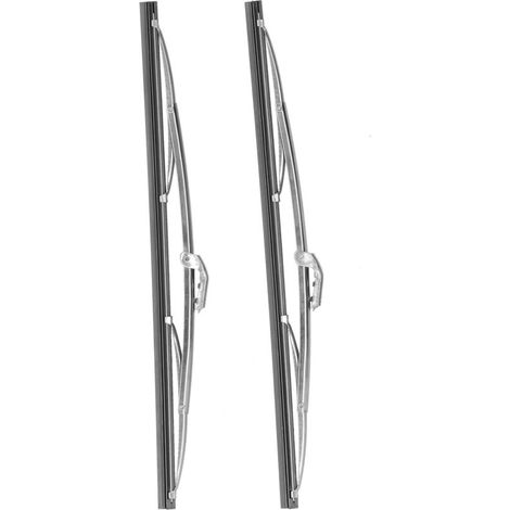SJLERST Kit bras de balai d'essuie-glace Kit pare-brise Balais d'essuie-glace avant de 12 pouces/30.48cm, en acier inoxydable, argent poli, universels pour voiture