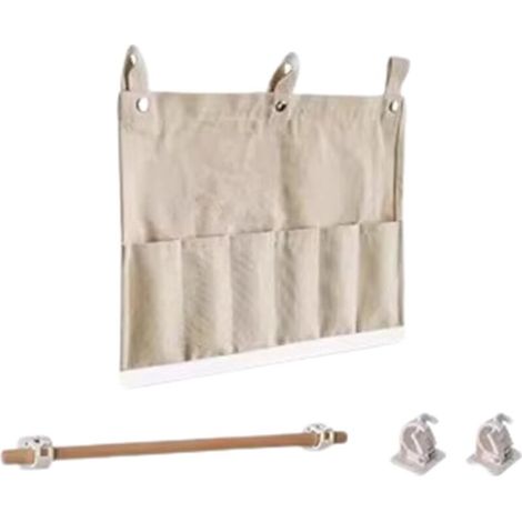 Bolsa de almacenamiento ligera para montar en la pared con buena capacidad de carga y ganchos, bolsa de almacenamiento para utensilios de cocina, bolsa de almacenamiento para habitación de estudiantes (1/4)