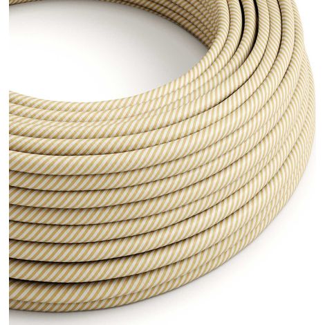 Creative-Cables, Cavo elettrico rivestito in tessuto, Crema-Nocciola ERM53, 10 m, Rotondo effetto seta, 2 x 0,75 mm²
