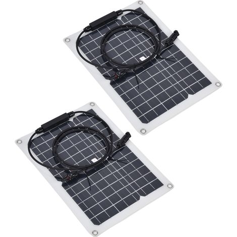 Kit de 2 panneaux solaires monocristallins portables de 15 W pour la charge en extérieur (bateau, caravane, camping-car). (1/5)