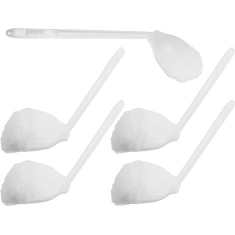 5 brosses WC coton blanc long manche, pour cuvette et céramique (1/5)