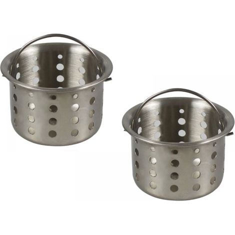 Crépine d'évier de cuisine, panier intérieur en acier inoxydable - 2 pièces